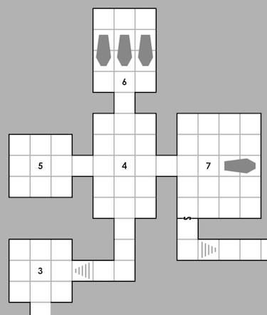 Map of the north-west section of the tomb, including burial chambers.