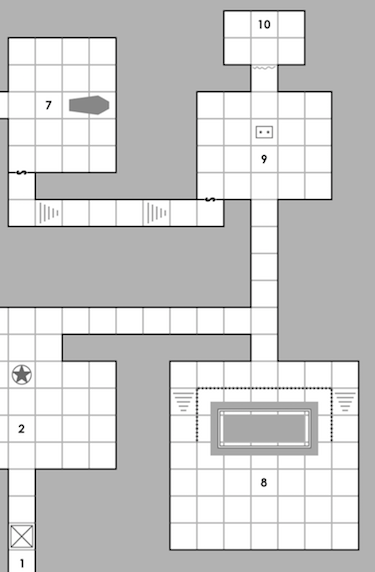 Map of the eastern half of the tomb, including a dark pool and the ritual chamber.